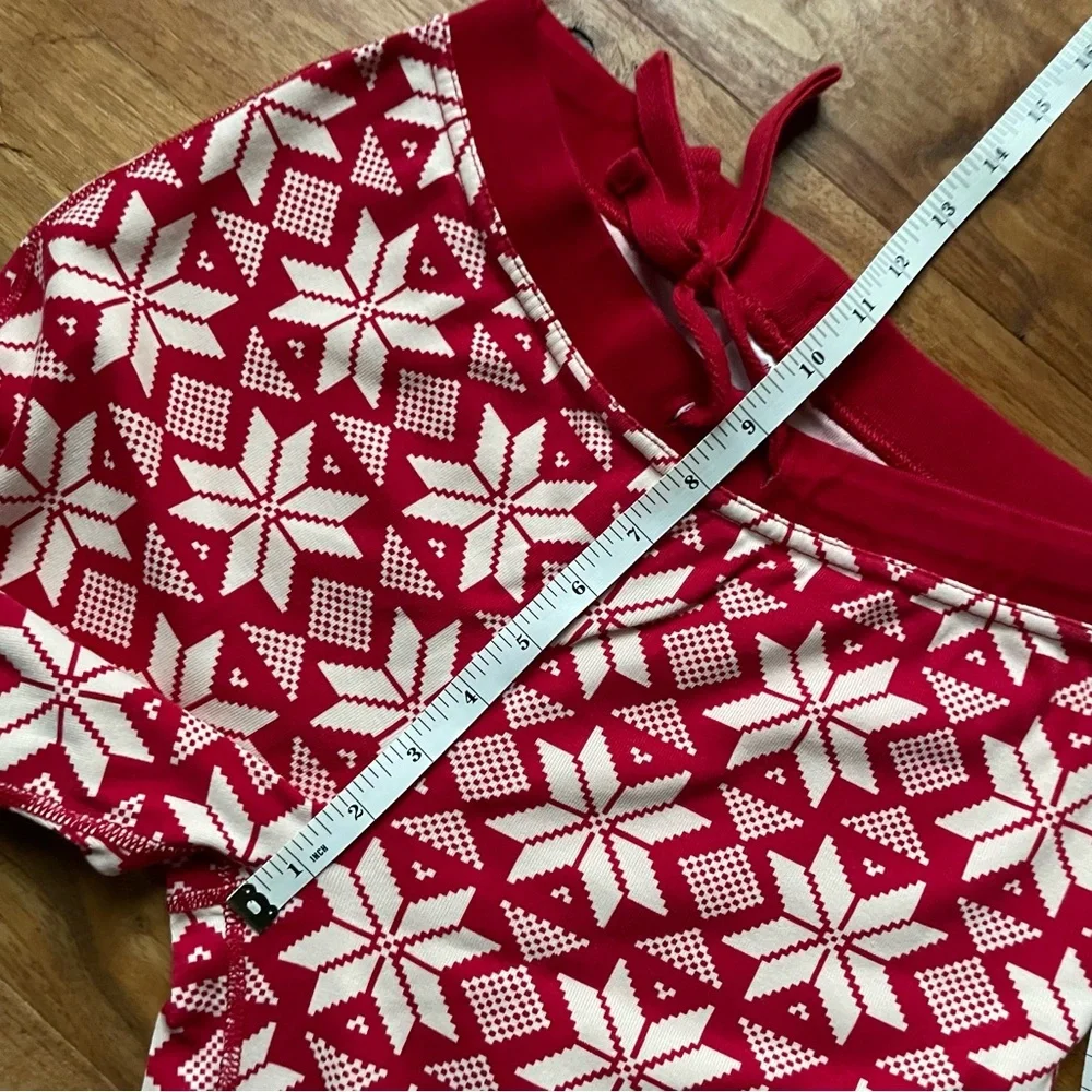 Hanna Andersson Holiday Snowflake Organic Cotton Long John Pajama Set S/M